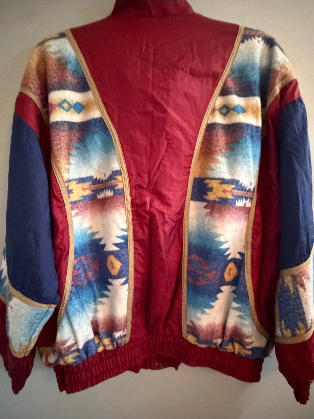 Vintage New York Classics Southwestern Fleece Trim Windbreaker Jacket Size Large